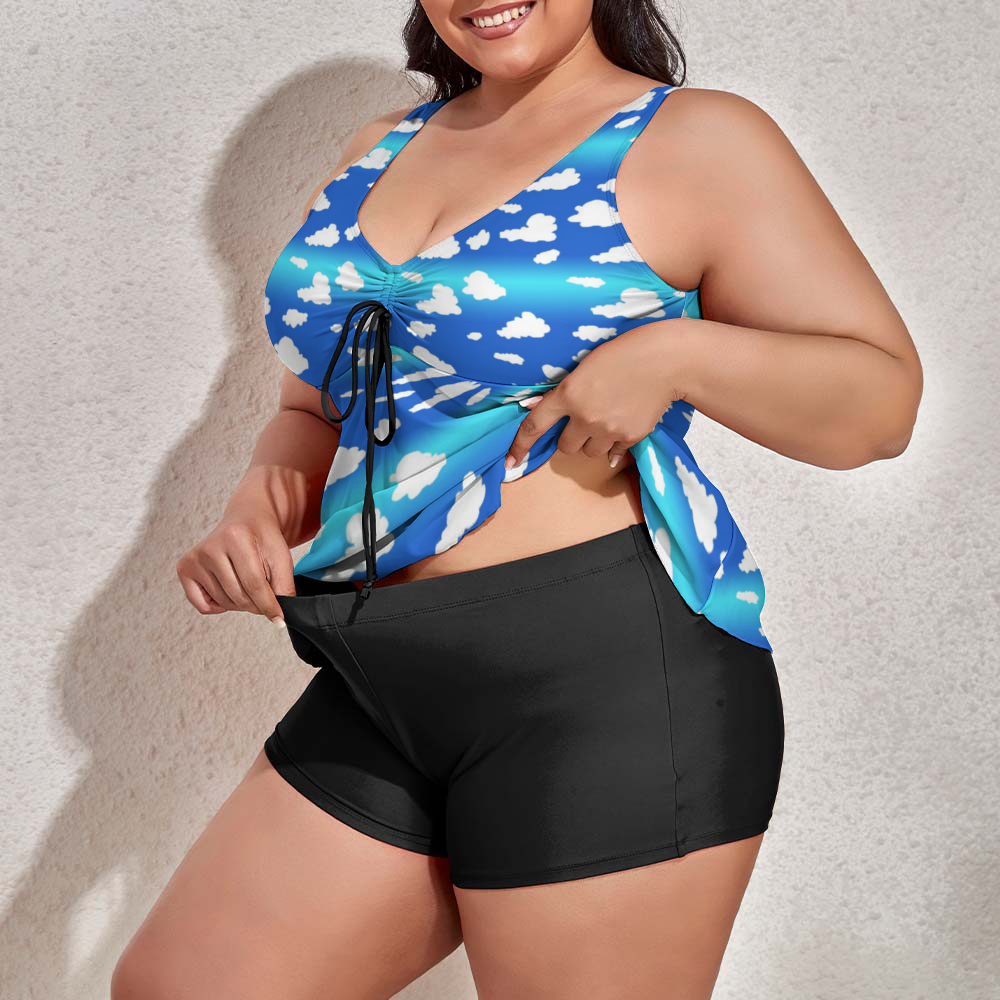 Clouds Pattern Custom Women's Plus Size Two Piece Swimsuit Stylish Swimwear