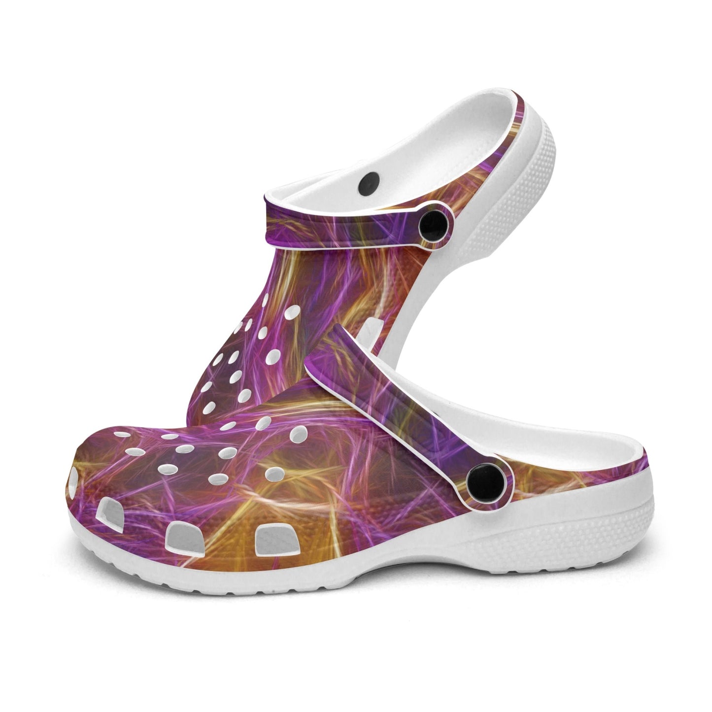 Orange and Purple Kaleidoscope 413. All Over Printed Clogs