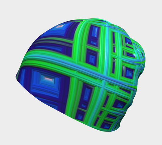 Green Blue Square Fractal Hat