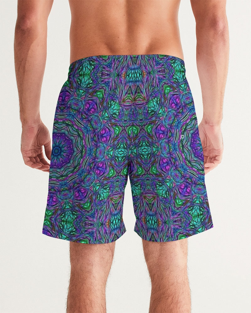 Blue Green Purple Kaleidoscope Men's Swim Trunk