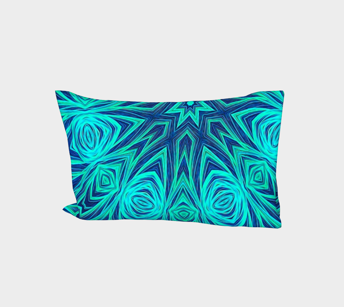 Blue Ice Fractal Kaleidoscope Bed Pillow Sleeve