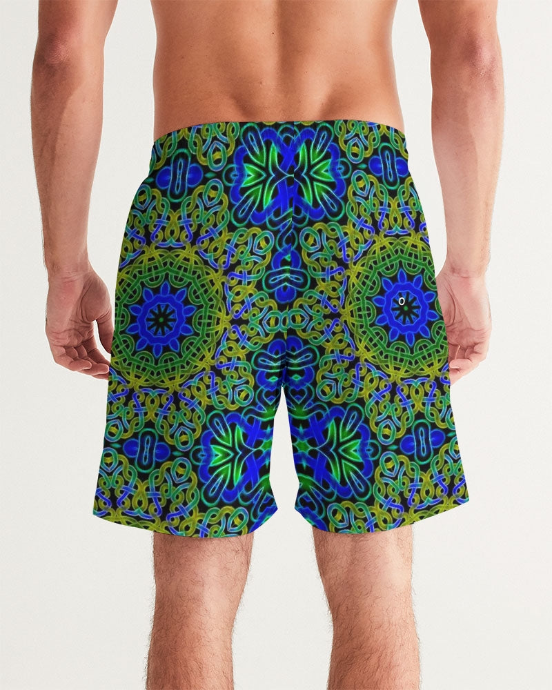 Blue Green Celtic Kaleidoscope Men's Swim Trunk