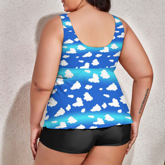 Clouds Pattern Custom Women's Plus Size Two Piece Swimsuit Stylish Swimwear