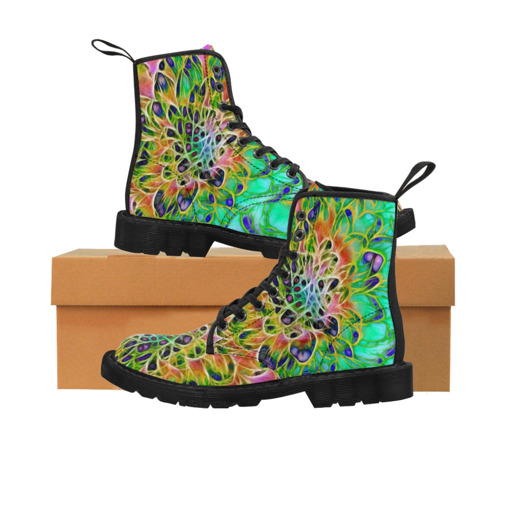 Abstract Chrysanthemum Women's Canvas Boots