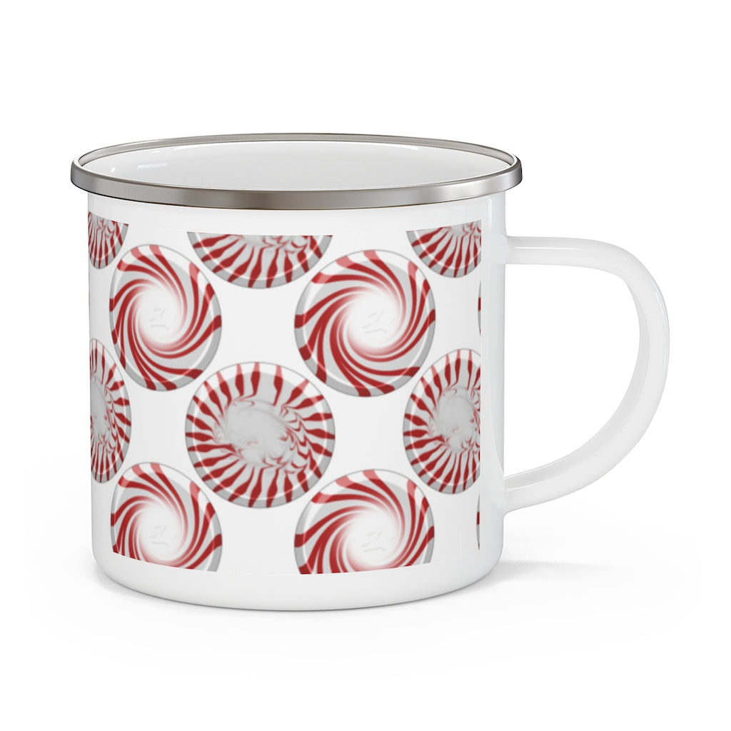 Peppermint Candy Dots Enamel Camping Mug