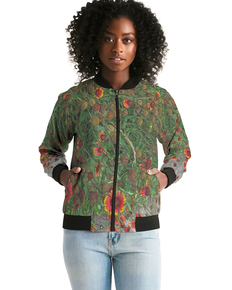 Orange Flower Garden Women's Bomber Jacket