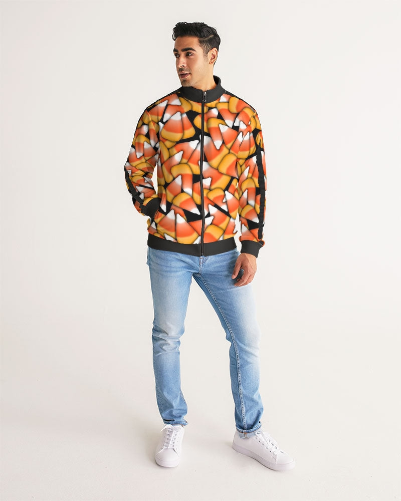 Candy Corn Pattern Men's Stripe-Sleeve Track Jacket