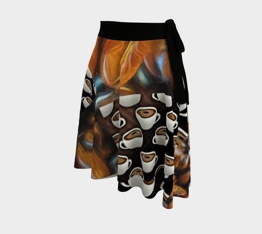 Coffee Collage Wrap Skirt