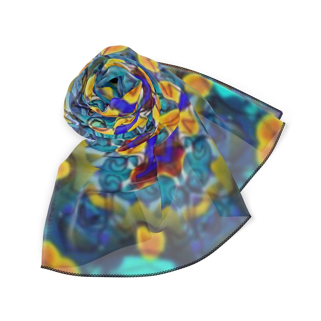 Blue Green Kaleidoscope Poly Scarf