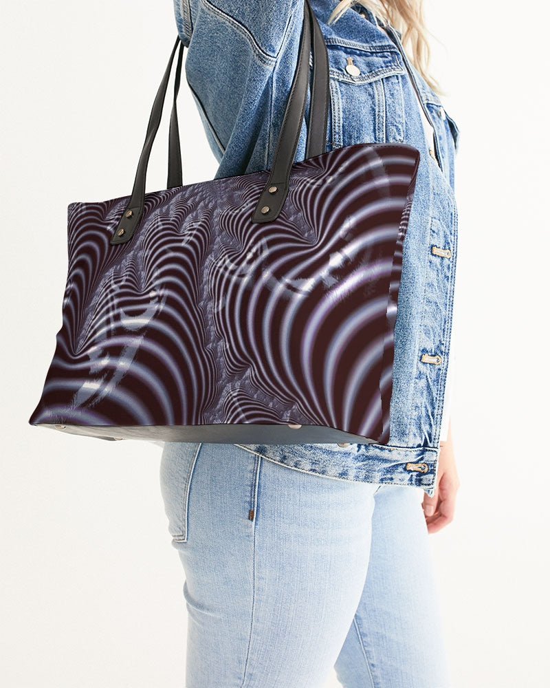 Black and White Spiral Fractal Stylish Tote