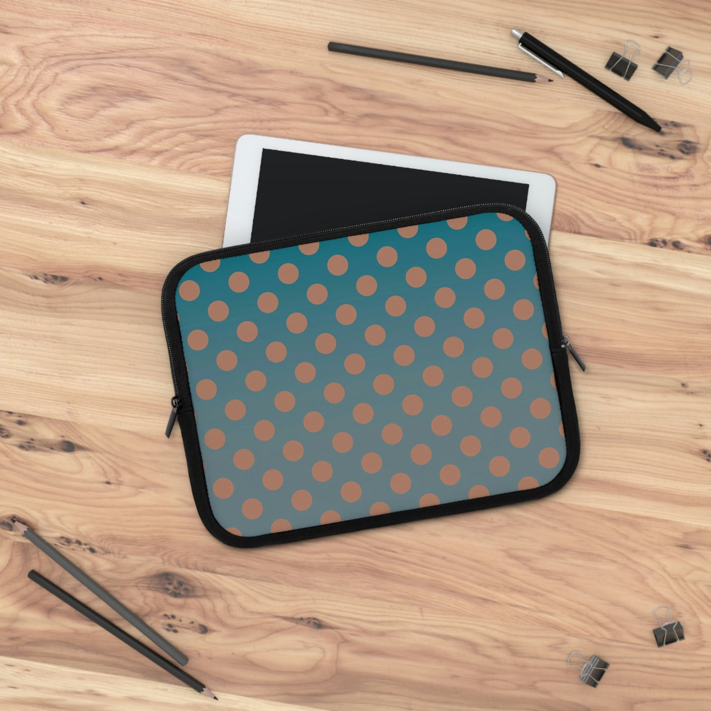 Denim and Brown Polkadots Laptop Sleeve