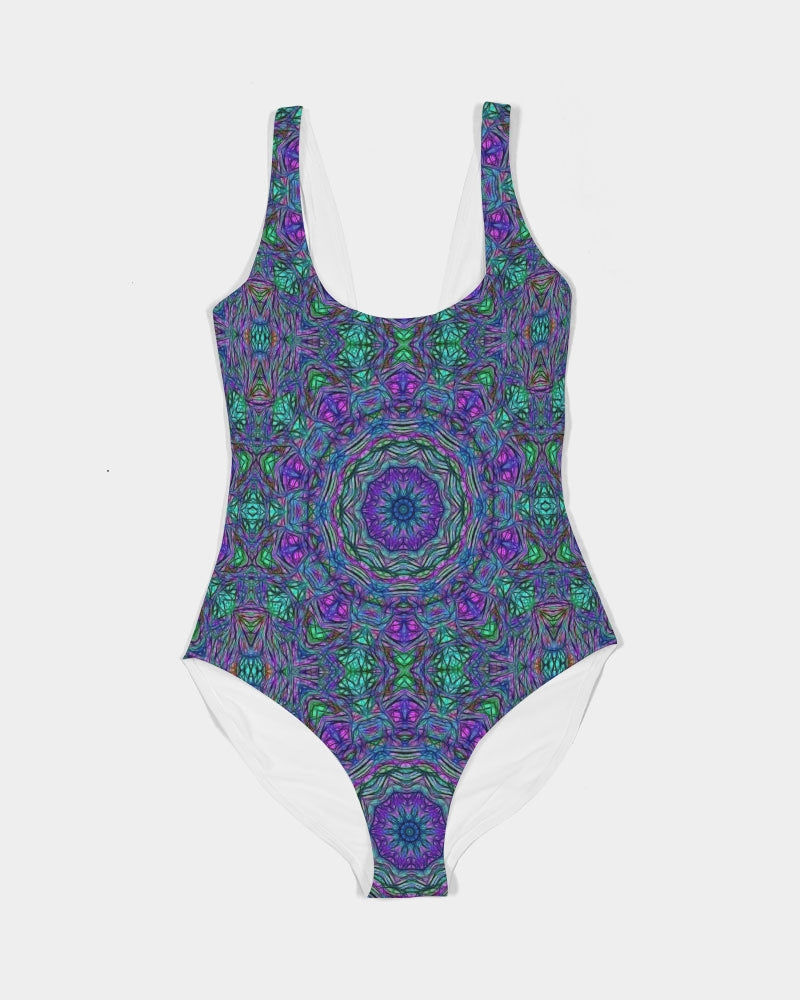 Blue Green Purple Kaleidoscope Women's One-Piece Swimsuit