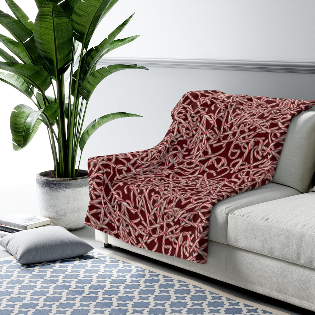 Candy Cane Pattern Sherpa Fleece Blanket