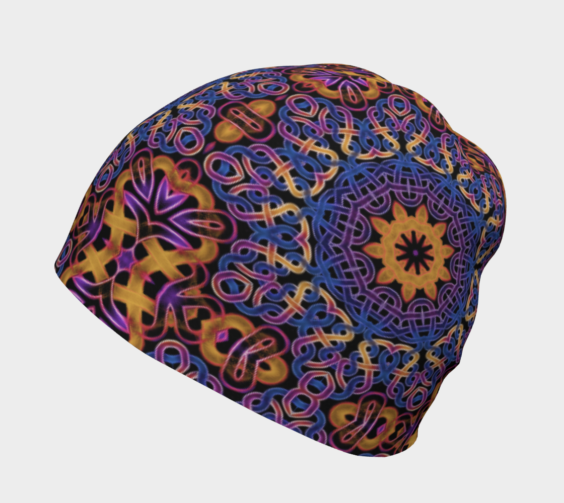 Blue Gold Celtic Kaleidoscope Beanie