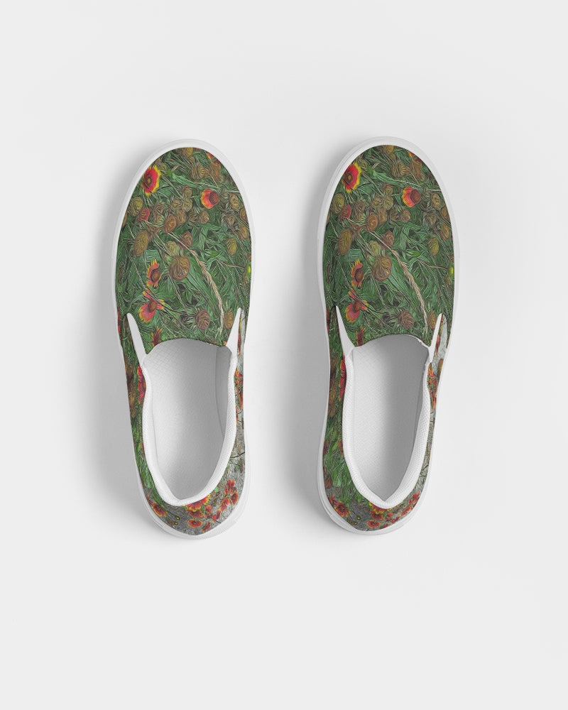 Orange Flower Garden Women's Slip-On Canvas Shoe