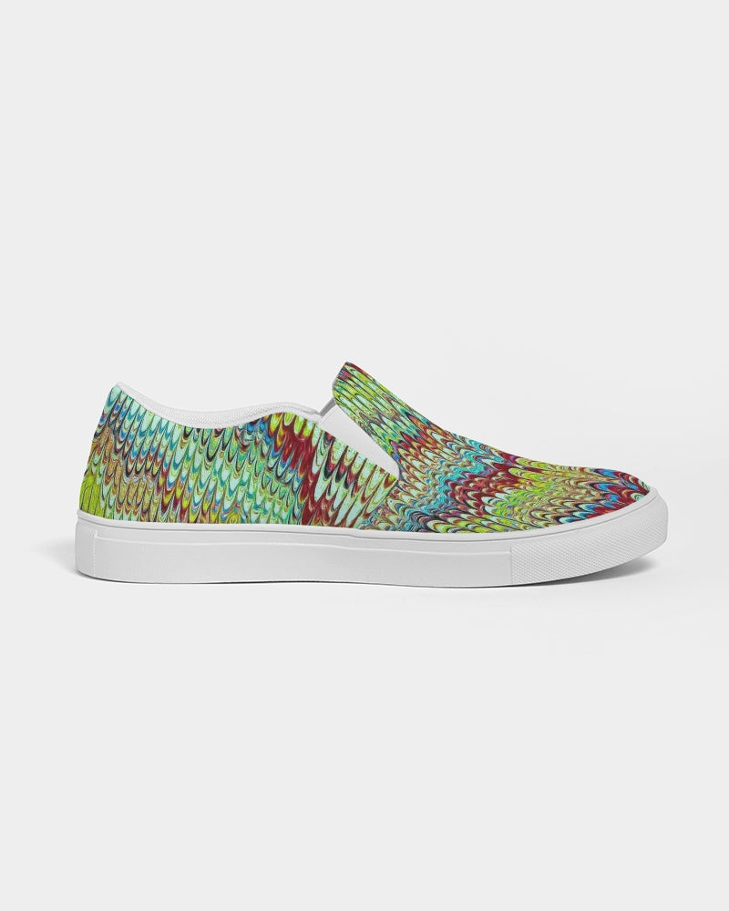 Cool Green Marbled Women's Slip-On Canvas Shoe