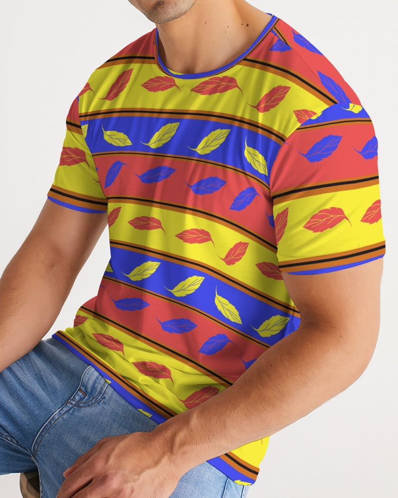 Red Yellow and Blue Leaf Stripes Men's Tee