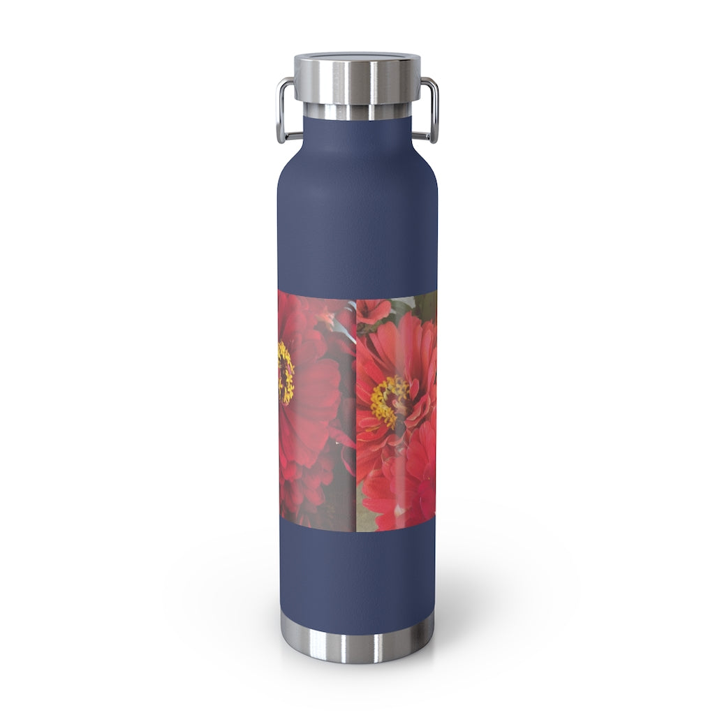 Peach and Pink Zinnias 22oz Vacuum Insulated Bottle