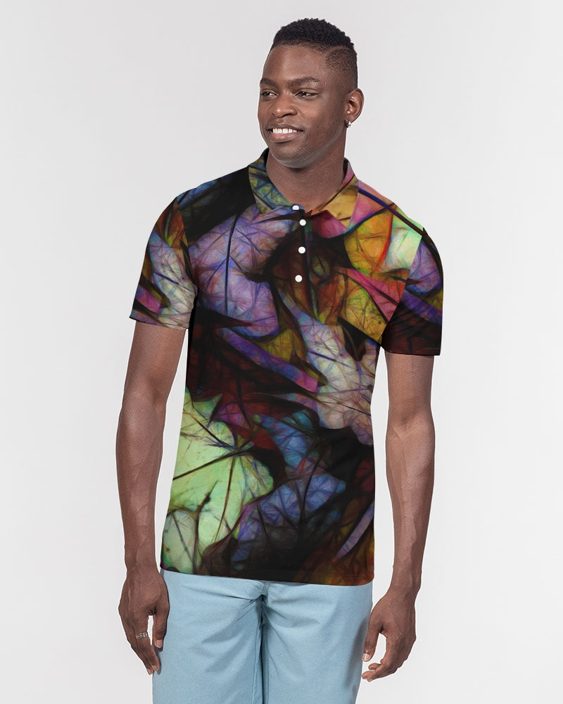 Fall Leaves Abstract Men's Slim Fit Short Sleeve Polo