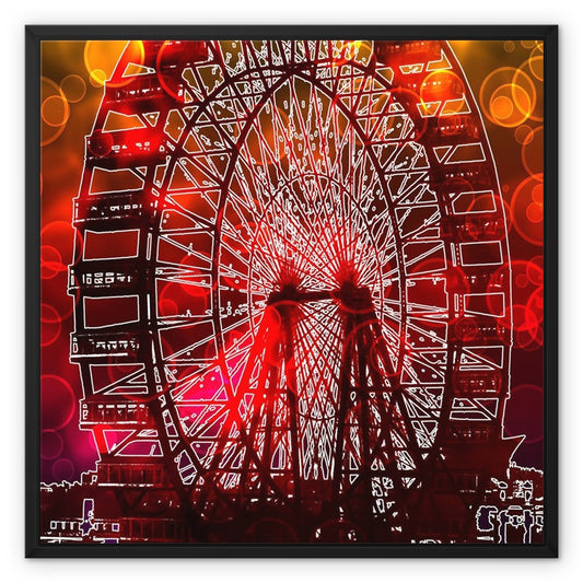 Bokeh Light Ferris Wheel Framed Canvas