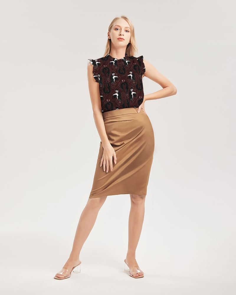 Vampire Pattern Women's Ruffle Sleeve Top