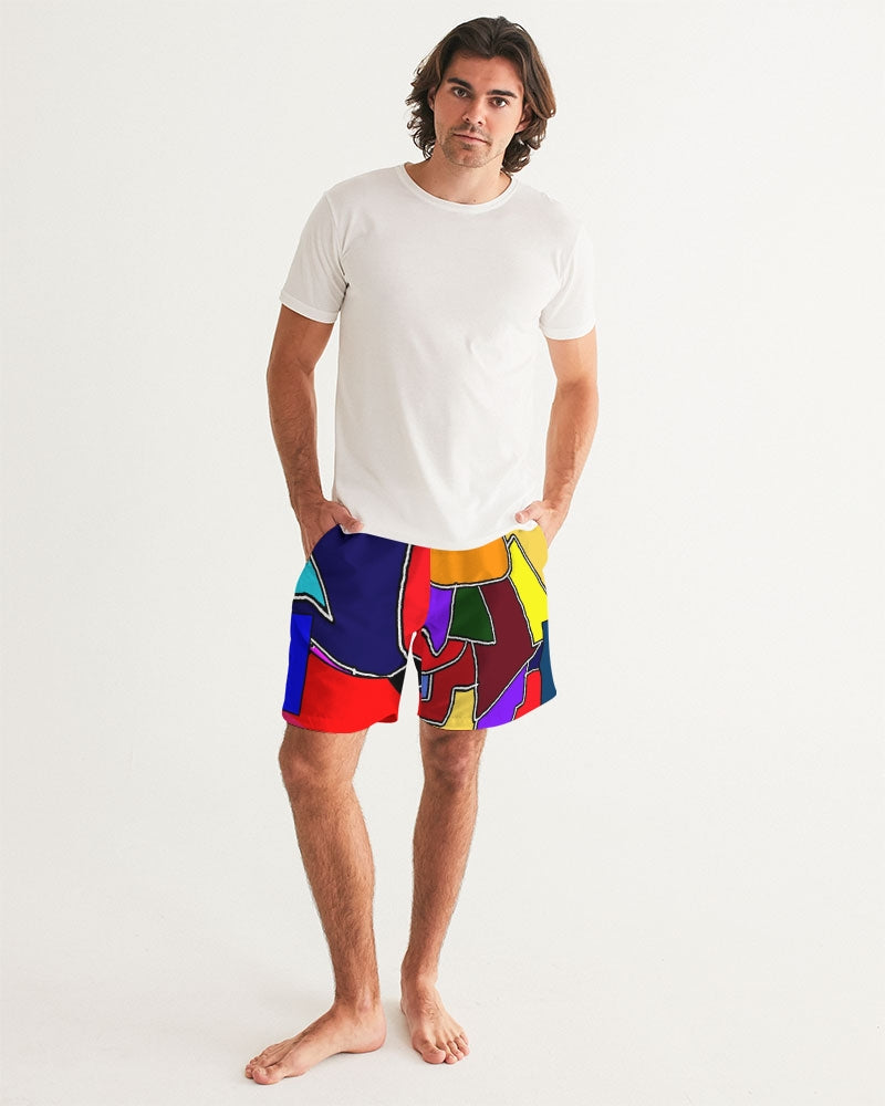 Crazy Color Abstract Men's Swim Trunk