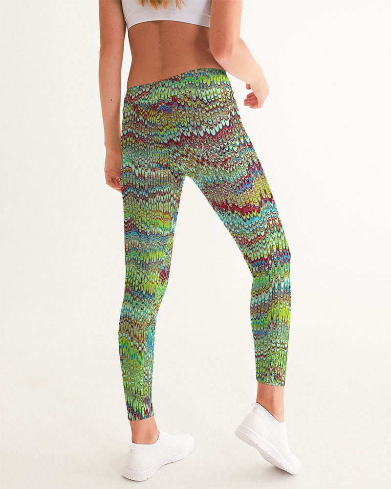 Cool Green Marbled Women's Yoga Pants