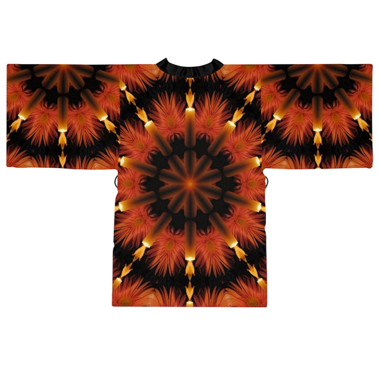 Candles and Flowers Kaleidoscope Long Sleeve Kimono Robe