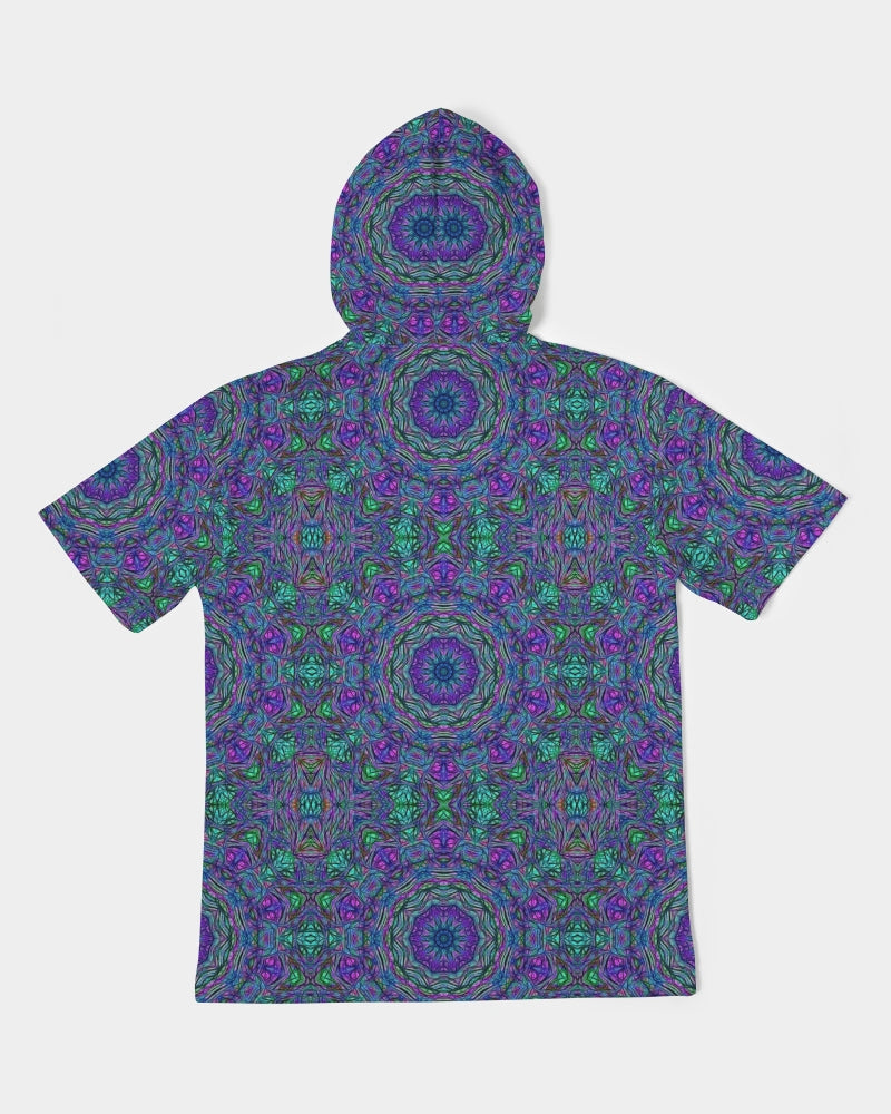 Blue Green Purple Kaleidoscope Men's Premium Heavyweight Short Sleeve Hoodie
