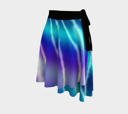 Blue Purple Tie Dye Wrap Skirt