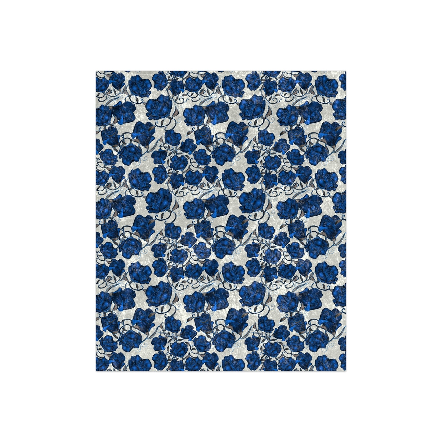 Blue Roses Crushed Velvet Blanket