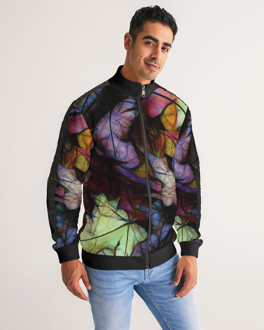 Fall Leaves Abstract Men's Stripe-Sleeve Track Jacket