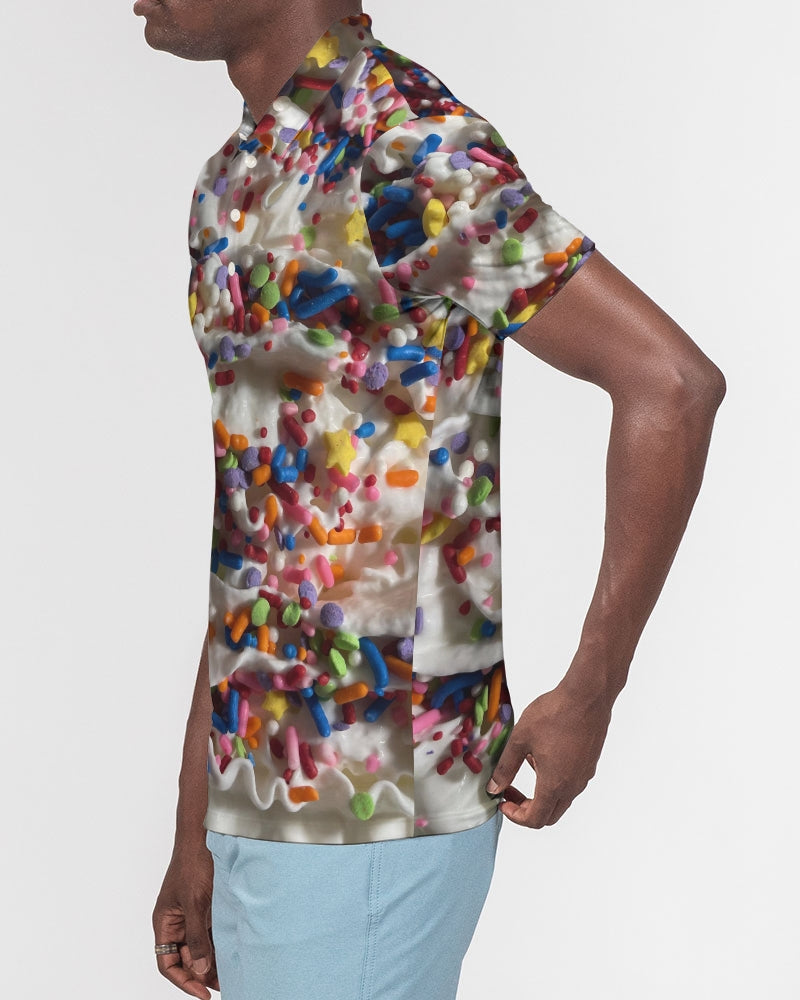 Rainbow Sprinkles On Whipped Cream Men's Slim Fit Short Sleeve Polo