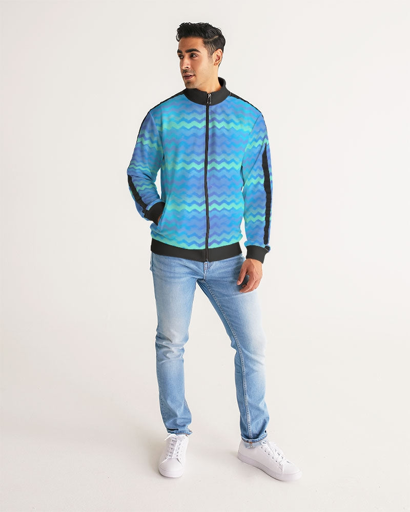Mermaid Stripes Men's Stripe-Sleeve Track Jacket
