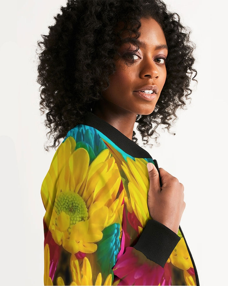 Bright Spring Daisies Women's Bomber Jacket