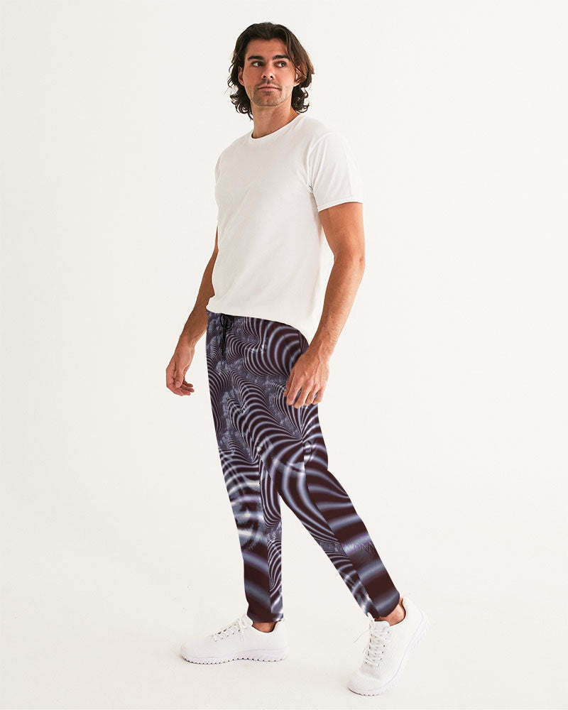 Black and White Spiral Fractal Men's Joggers