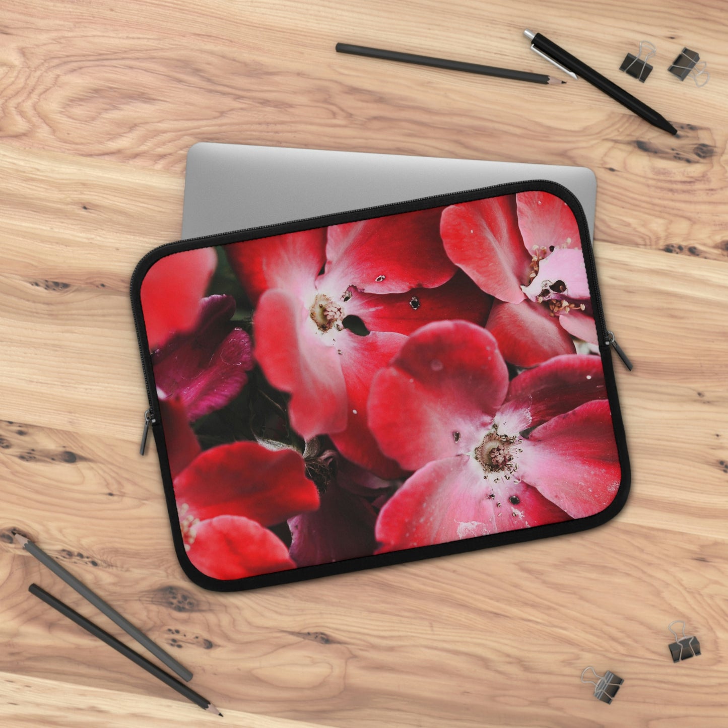 Bright Red Flowers Laptop Sleeve