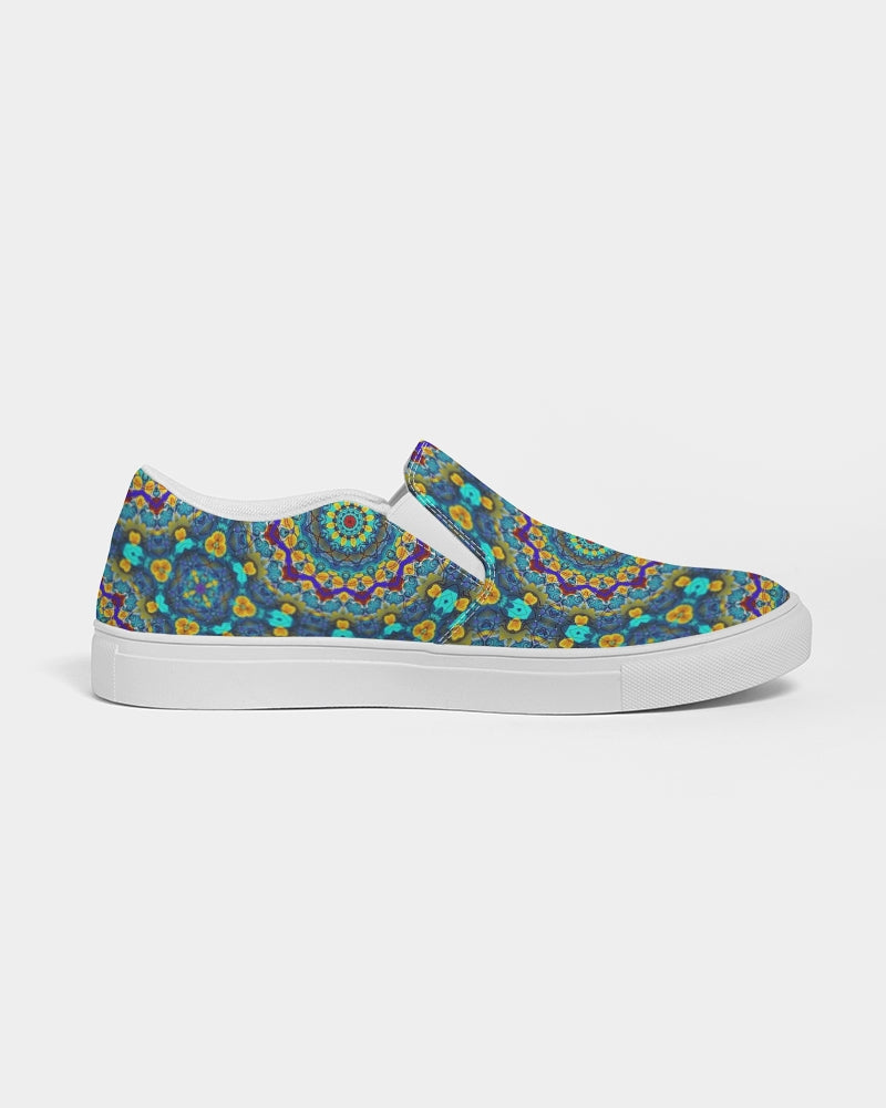 Blue Green Blur Kaleidoscope Women's Slip-On Canvas Shoe