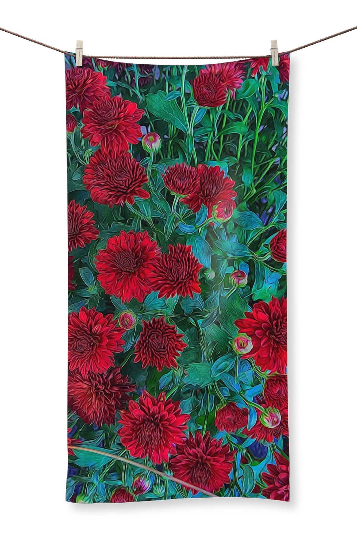 Red Mums Towel