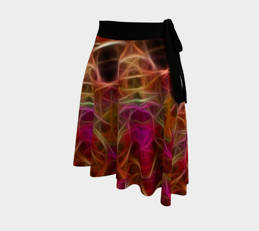Pink Orange Abstract Wrap Skirt