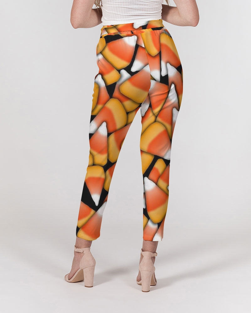 Candy Corn Pattern Women's Belted Tapered Pants