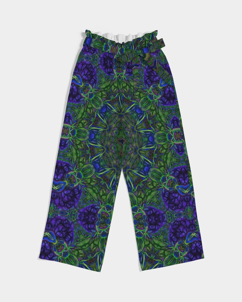 blue Green Ribbon Kaleidoscope Women's High-Rise Wide Leg Pants