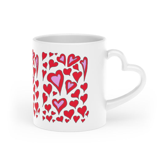 Hearts Drawing Heart-Shaped Mug