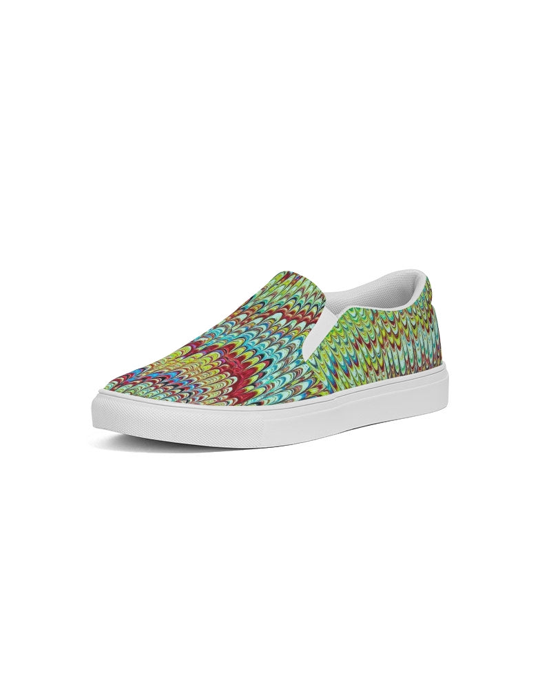 Cool Green Marbled Women's Slip-On Canvas Shoe