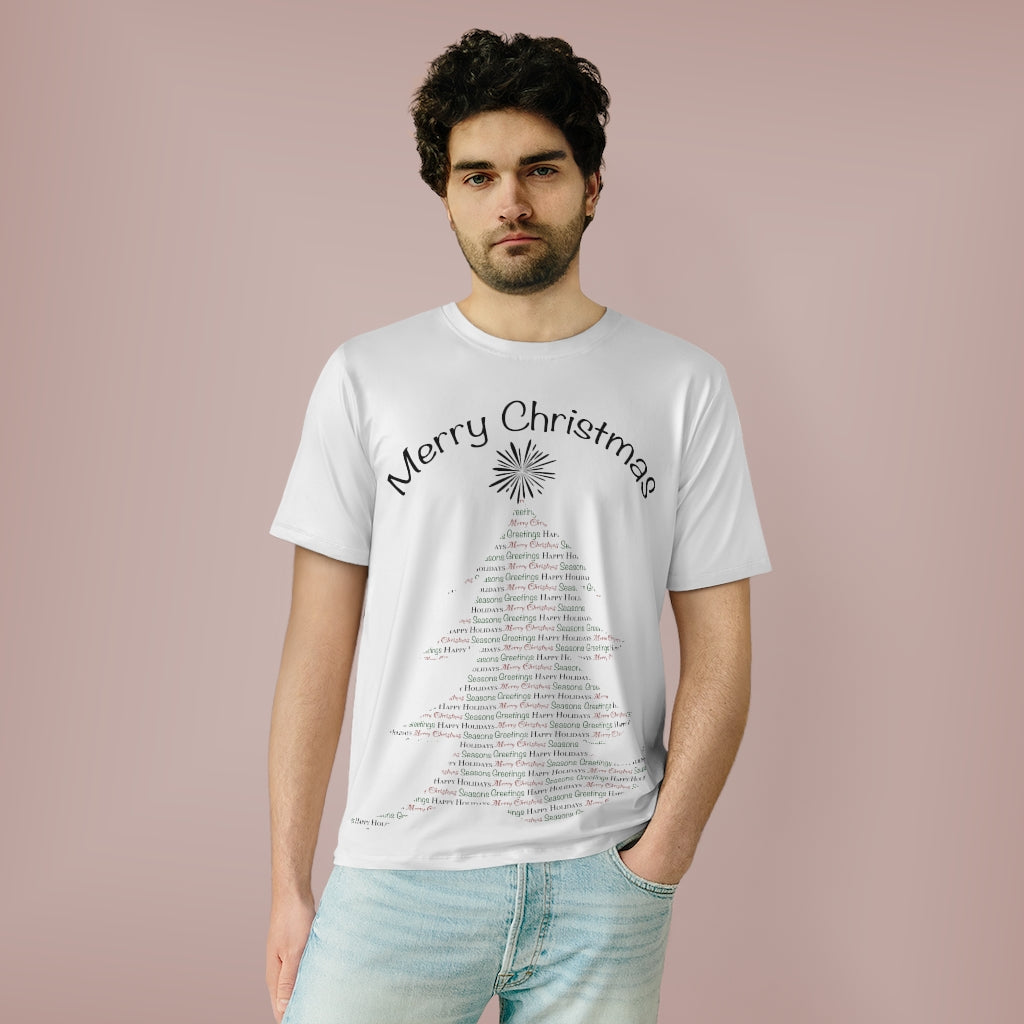 Merry Christmas Text Art Unisex AOP Cut & Sew T-Shirt