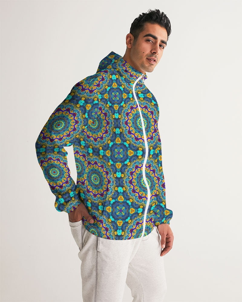 Blue Green Blur Kaleidoscope Men's Windbreaker