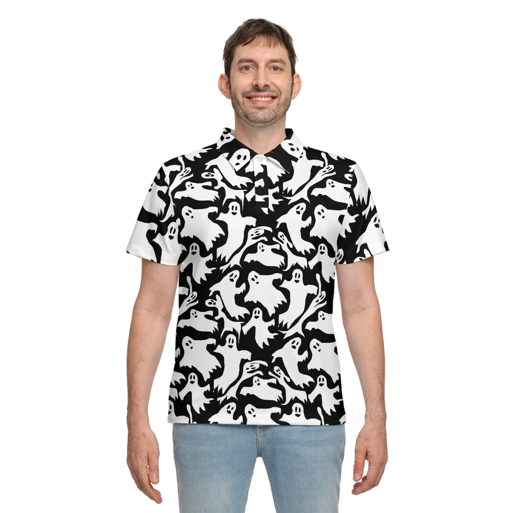 Ghosts Pattern Men’s Classic Fit Short-Sleeve Polo Shirt-Heavyweight 225g