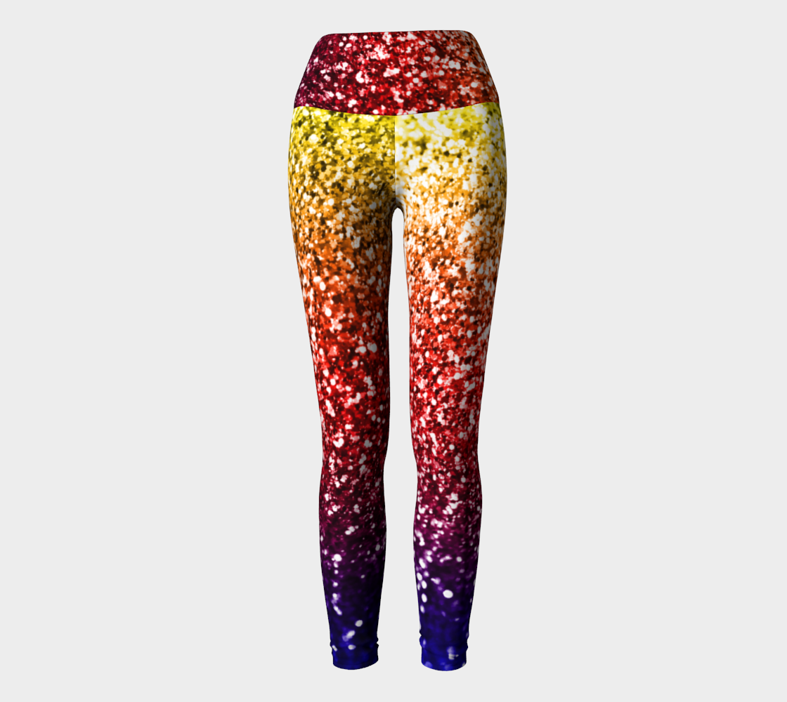 Rainbow Glitter Graphic Yoga Leggings