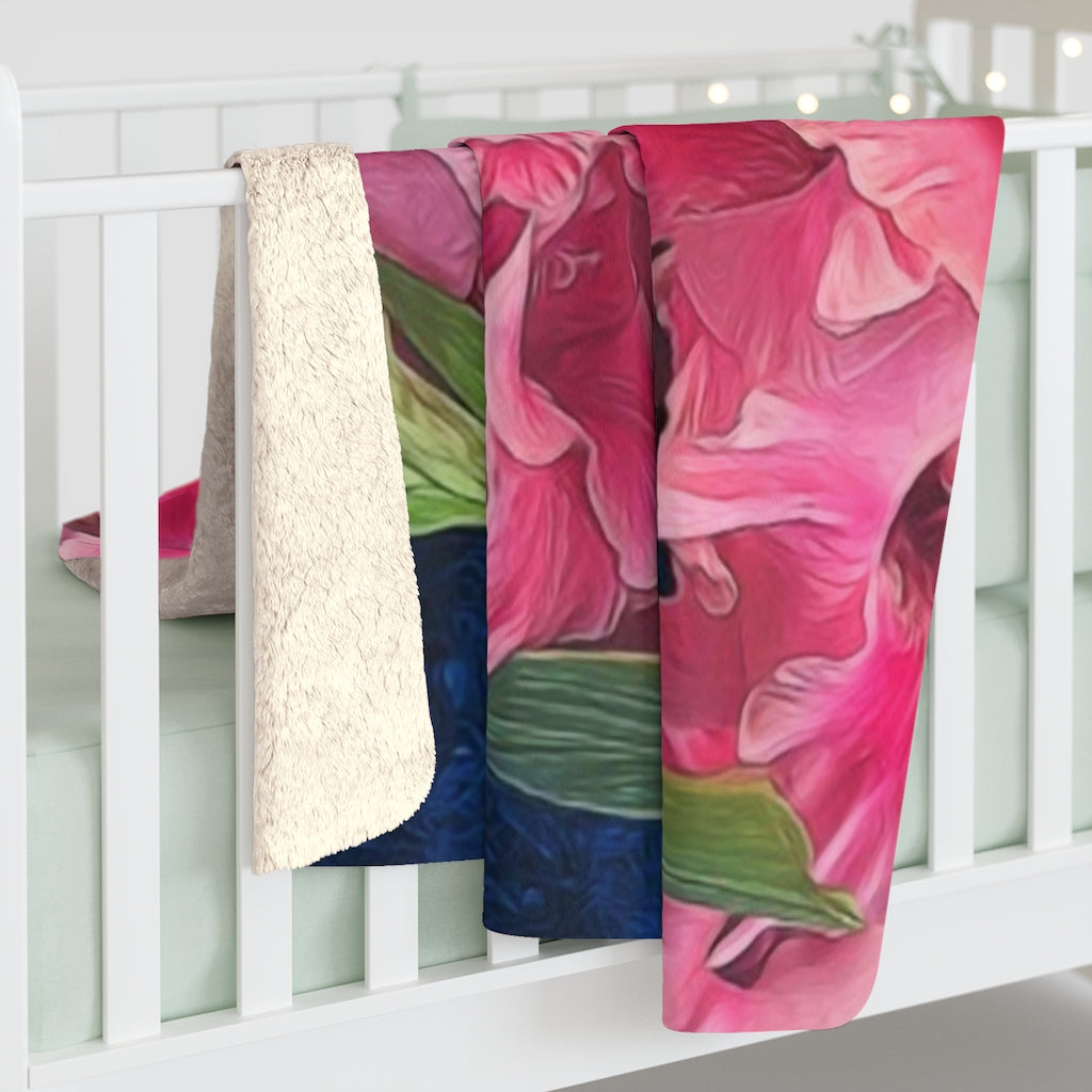 Pink Gladiolas Sherpa Fleece Blanket