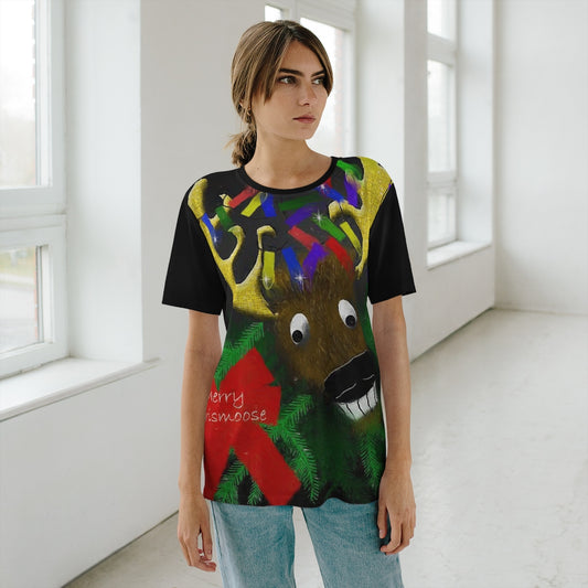 Merry Chrismoose Unisex AOP Cut & Sew T-Shirt